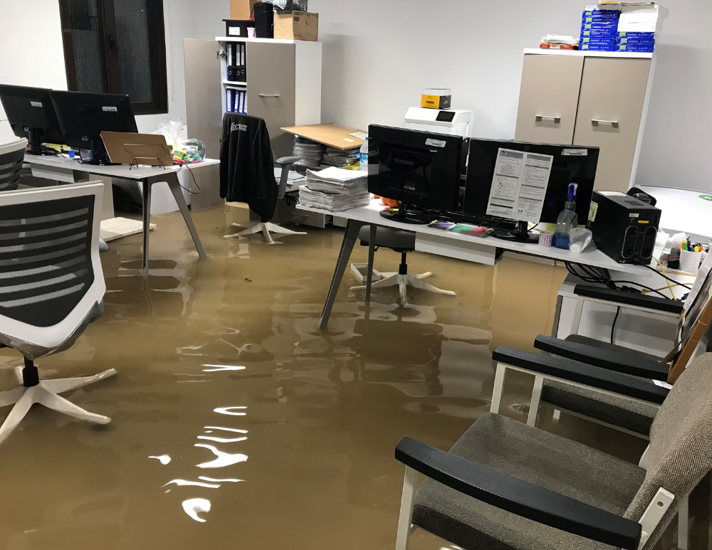 flooded office