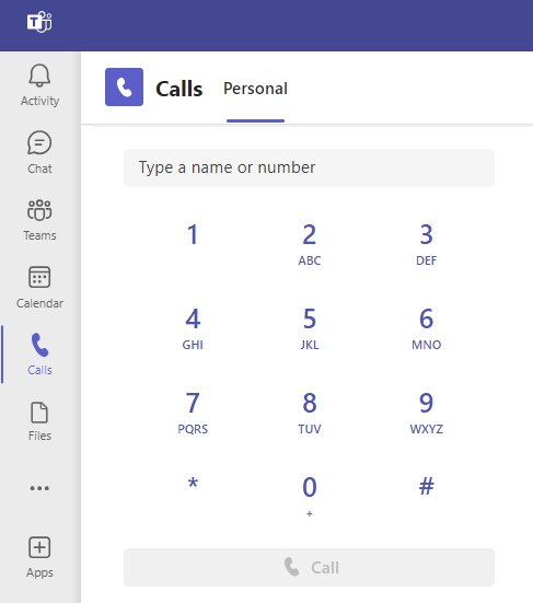 MS Teams Dial Pad